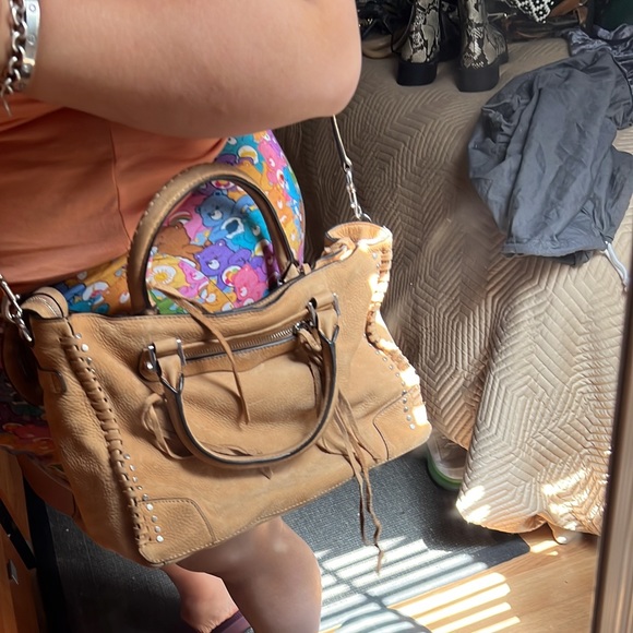 Too handle & crossbody, neutral suede,silvertone hardware, adjustable straps - Picture 2 of 5